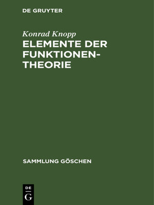 cover image of Elemente der Funktionentheorie